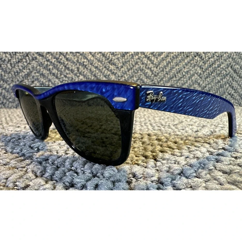 B&L RAY-BAN L1723 VOAS BLUE PEARLIZED TRIM/BLACK G15 CRYSTAL WAYFARER SUNGLASSES